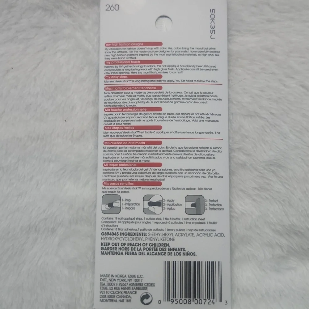 5 PACKS! Essie UV cured sleek stick 18 nail strips pack cuticle stick and‎ file